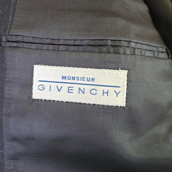 Givenchy Vintage Single Breast Tailored Pinstripe Blazer in Blue and Tan Sz 39S - Picture 14 of 16